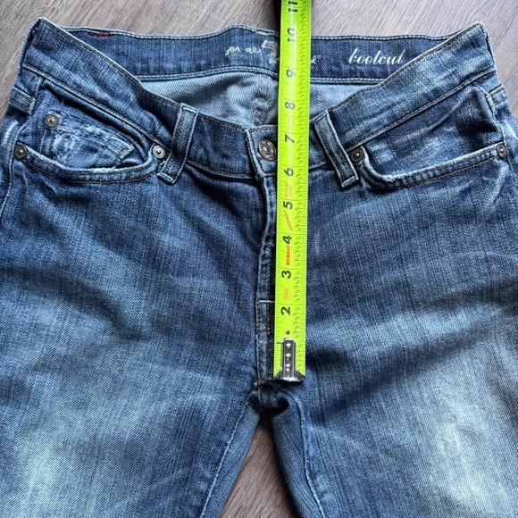 7 For All Mankind Blue Low Rise Bootcut Jeans - Size 27 - Picture 6 of 14